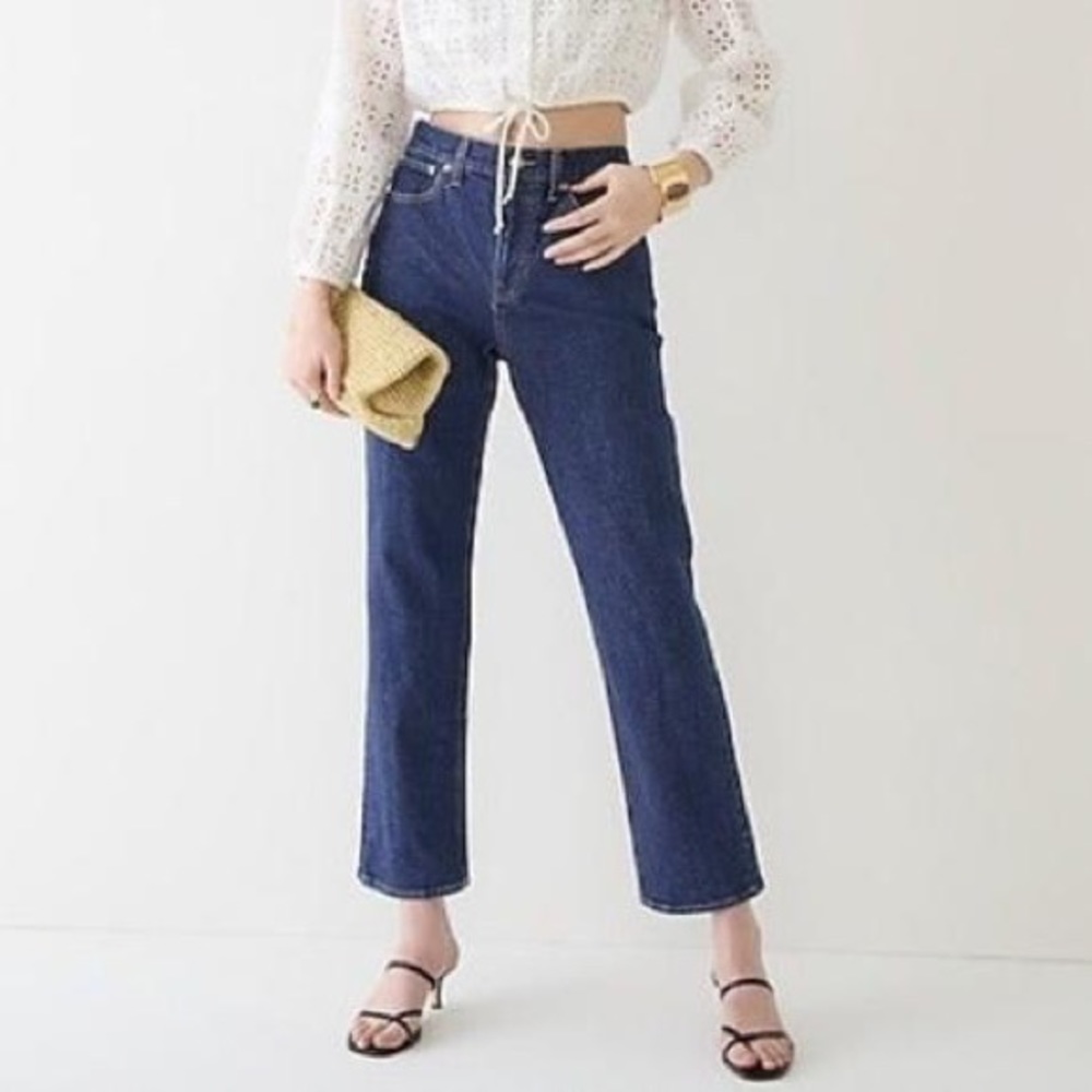 J Crew New High-rise '90s classic straight jean in Cooper Square wash blue